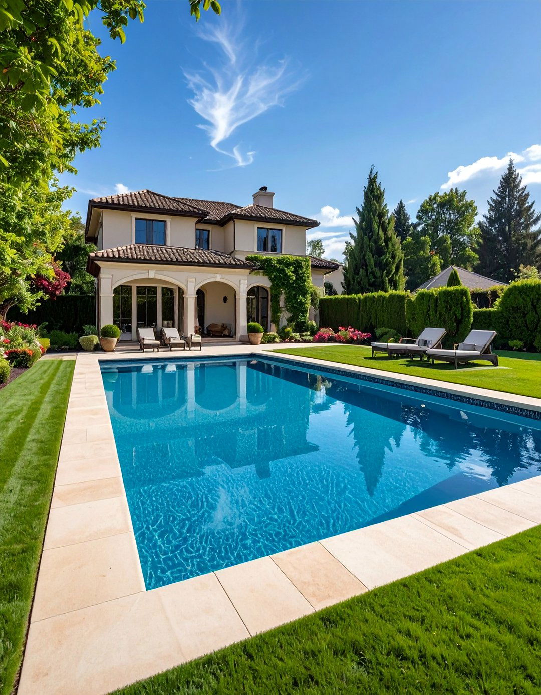 Traditional Rectangular Pool with Classic Styling - 40 Backyard Pool Ideas for a Refreshing Summer Oasis