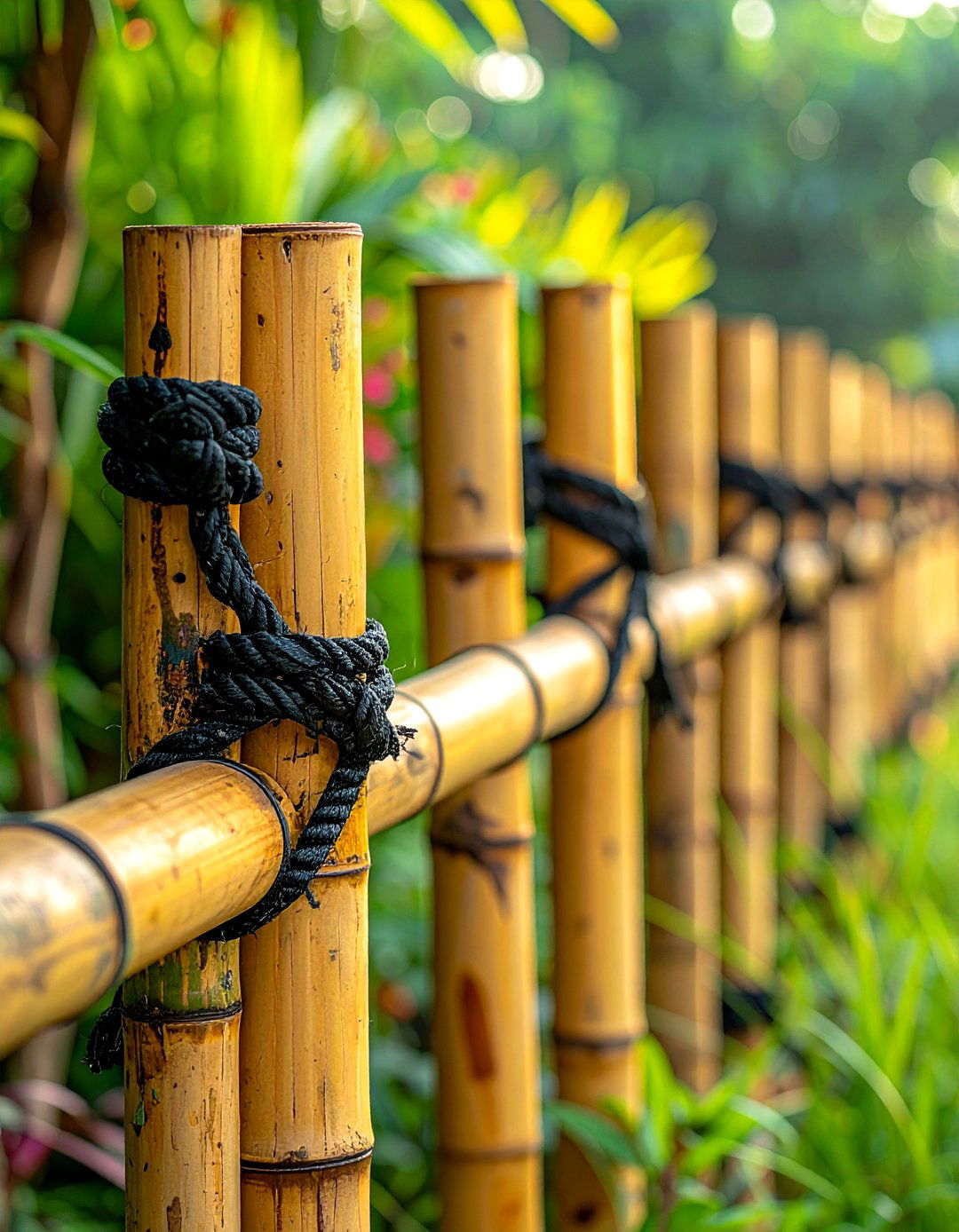 Traditional Rope Lashed Bamboo Fence - 40 Japanese Fence Ideas for Serene Gardens