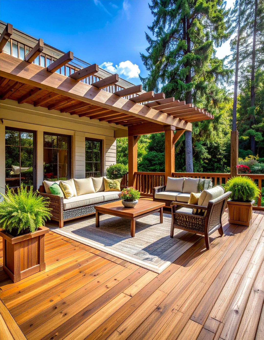 Traditional Wood Charm - 30 Large Deck Ideas for Outdoor Entertaining and Relaxation