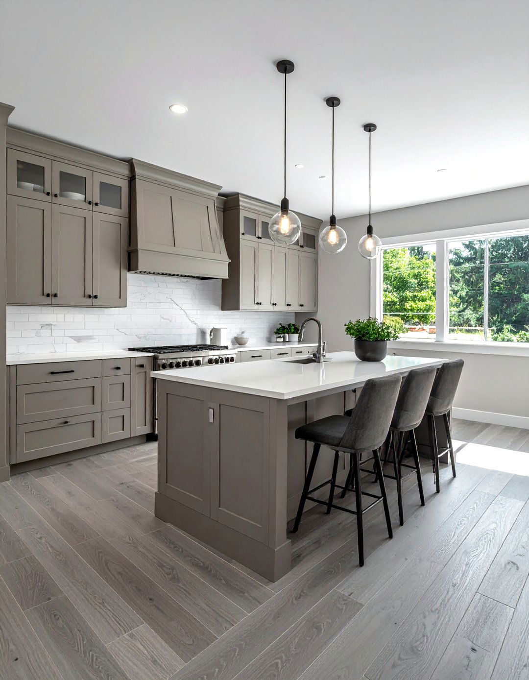 Transitional Kitchens With Grey Oak Flooring - 20 Kitchens With Grey Floors Design Inspiration