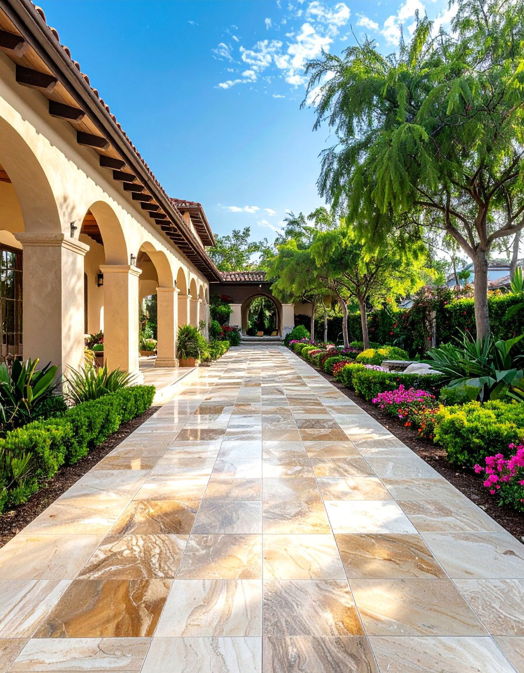 Travertine Luxury Walkways - 40 Backyard Walkway Ideas for a Beautiful Garden