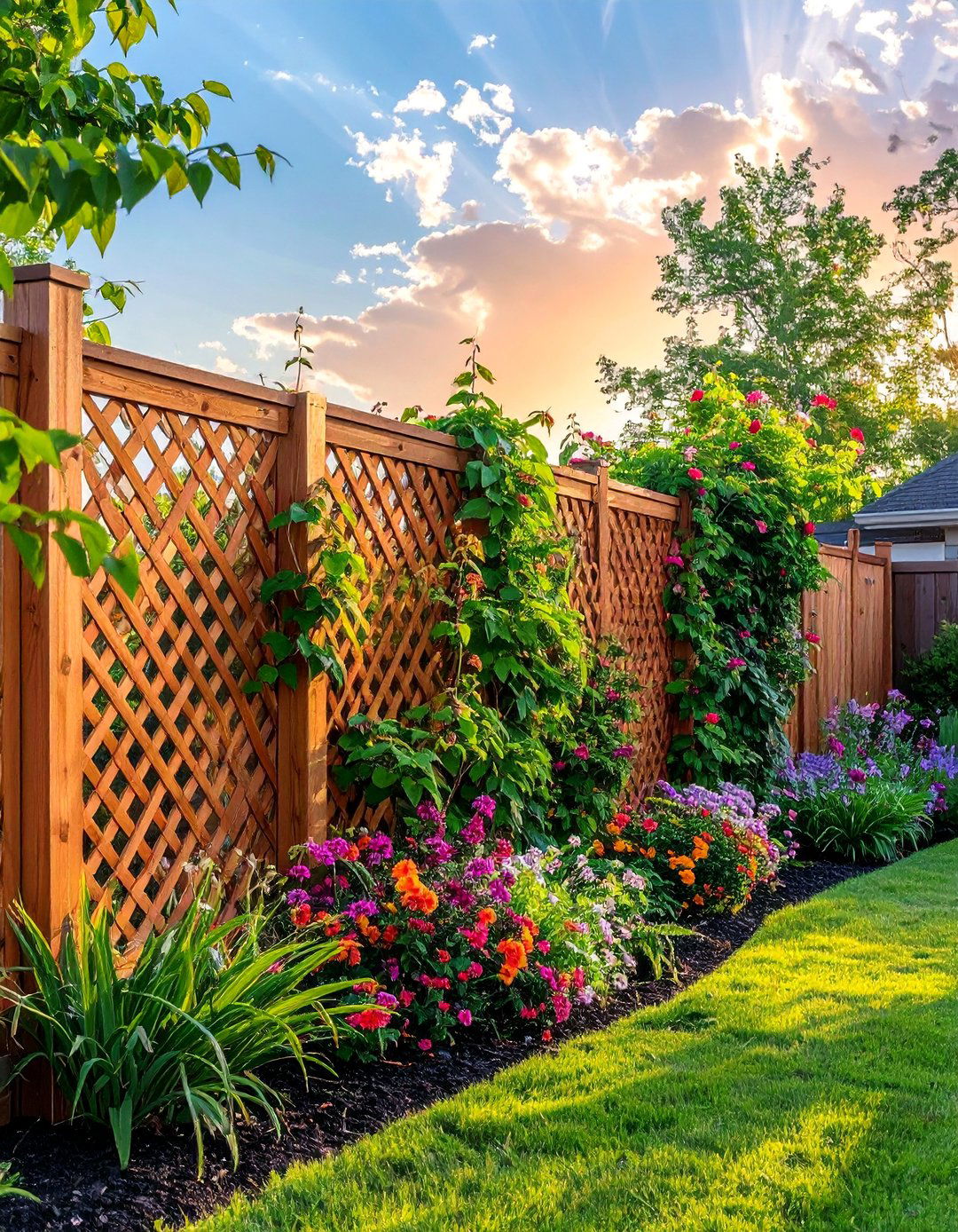 Trellis Climbing Plant Support Fence - 25 Backyard Fence Ideas to Enhance Your Outdoor Space