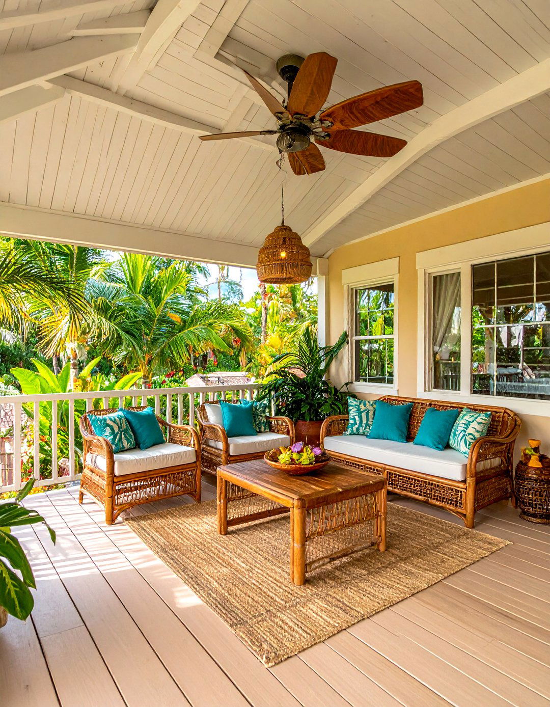 Tropical Paradise Escape - 40 Covered Porch Ideas for Year-Round Enjoyment