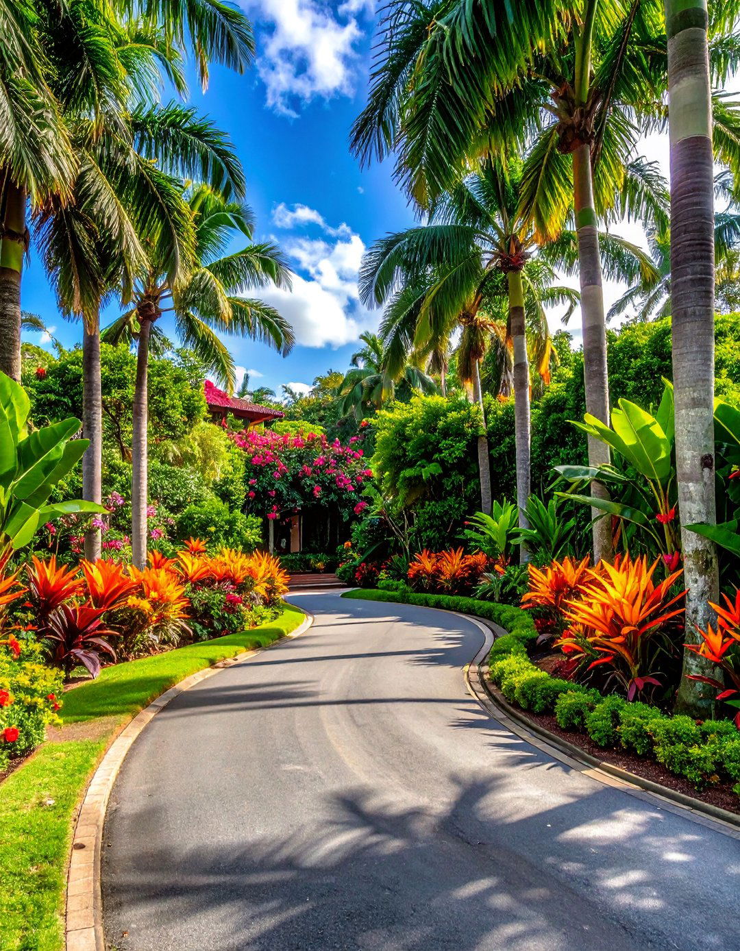 Tropical Paradise Garden - 30 Circular Driveway Landscaping Ideas for Your Home
