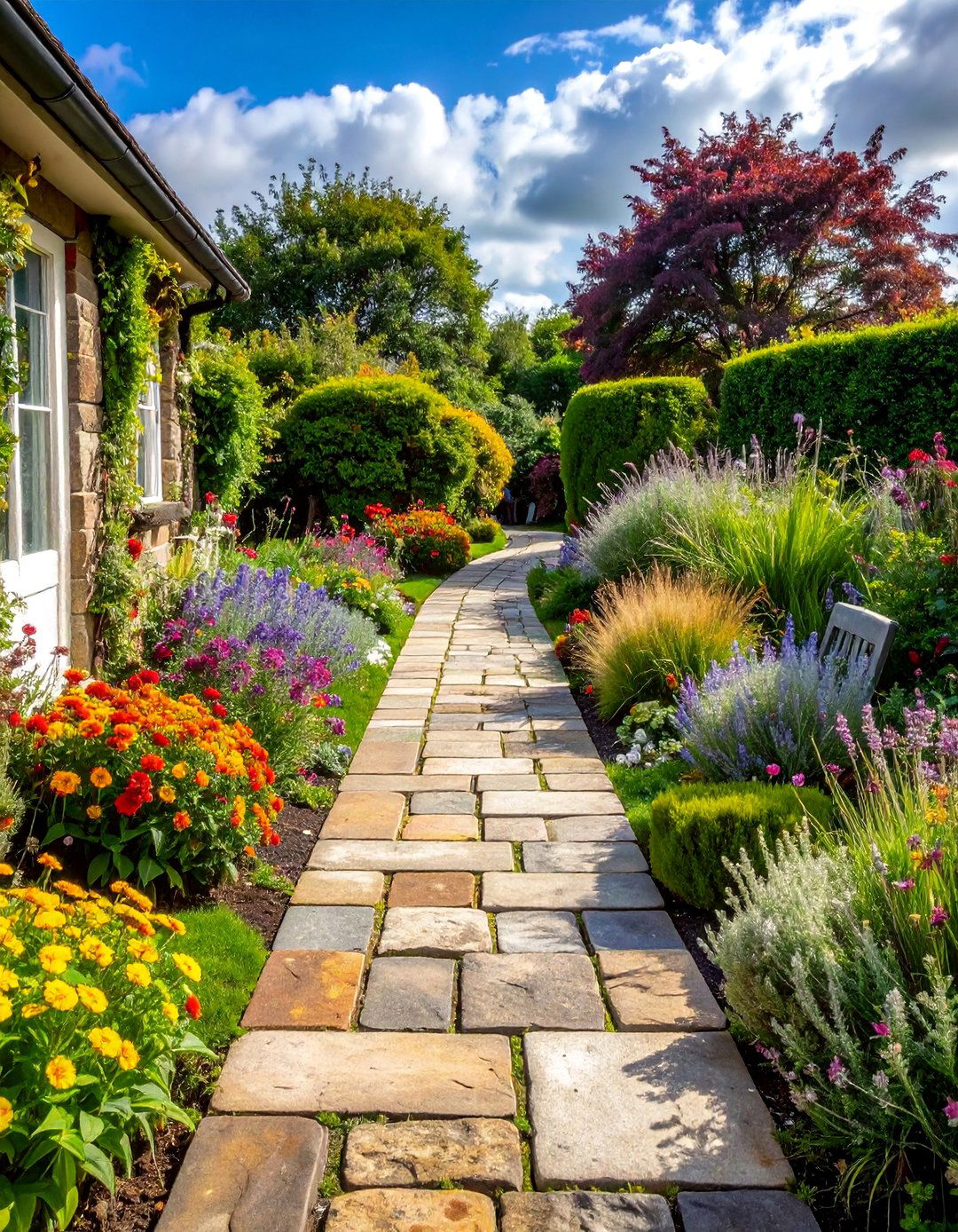 Tumbled Paver Walkway for an Aged Look - 30 Paver Walkway Ideas to Beautify Your Garden
