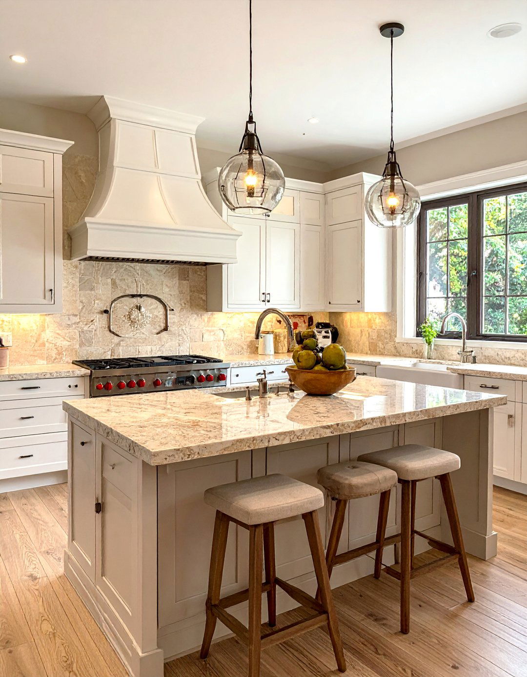 Tumbled Travertine Tile Backsplash - 25 Backsplash Ideas for White Cabinets and Granite