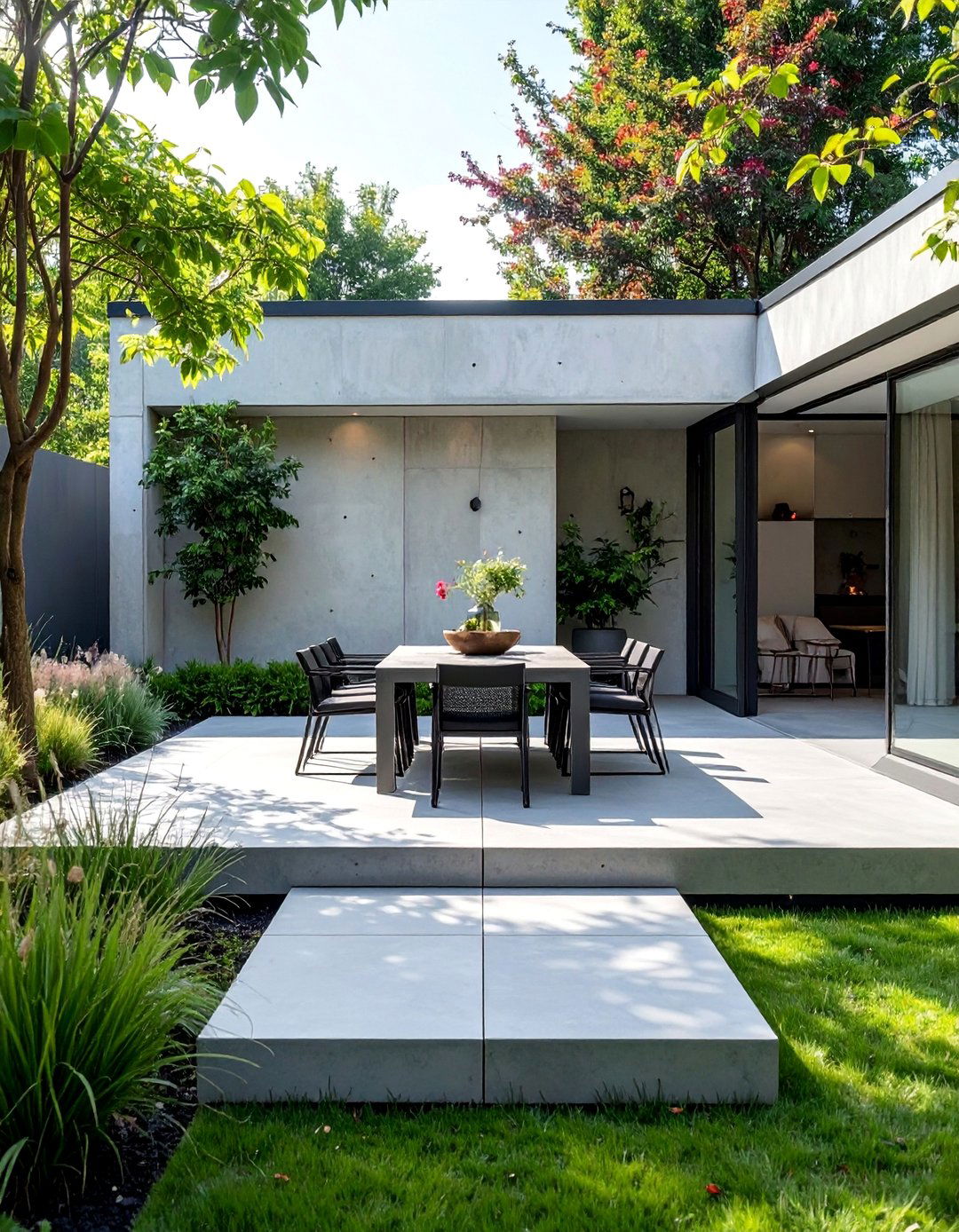Two Tone Concrete Patio Design - 40 Concrete Patio Ideas for a Modern and Durable Outdoor Space