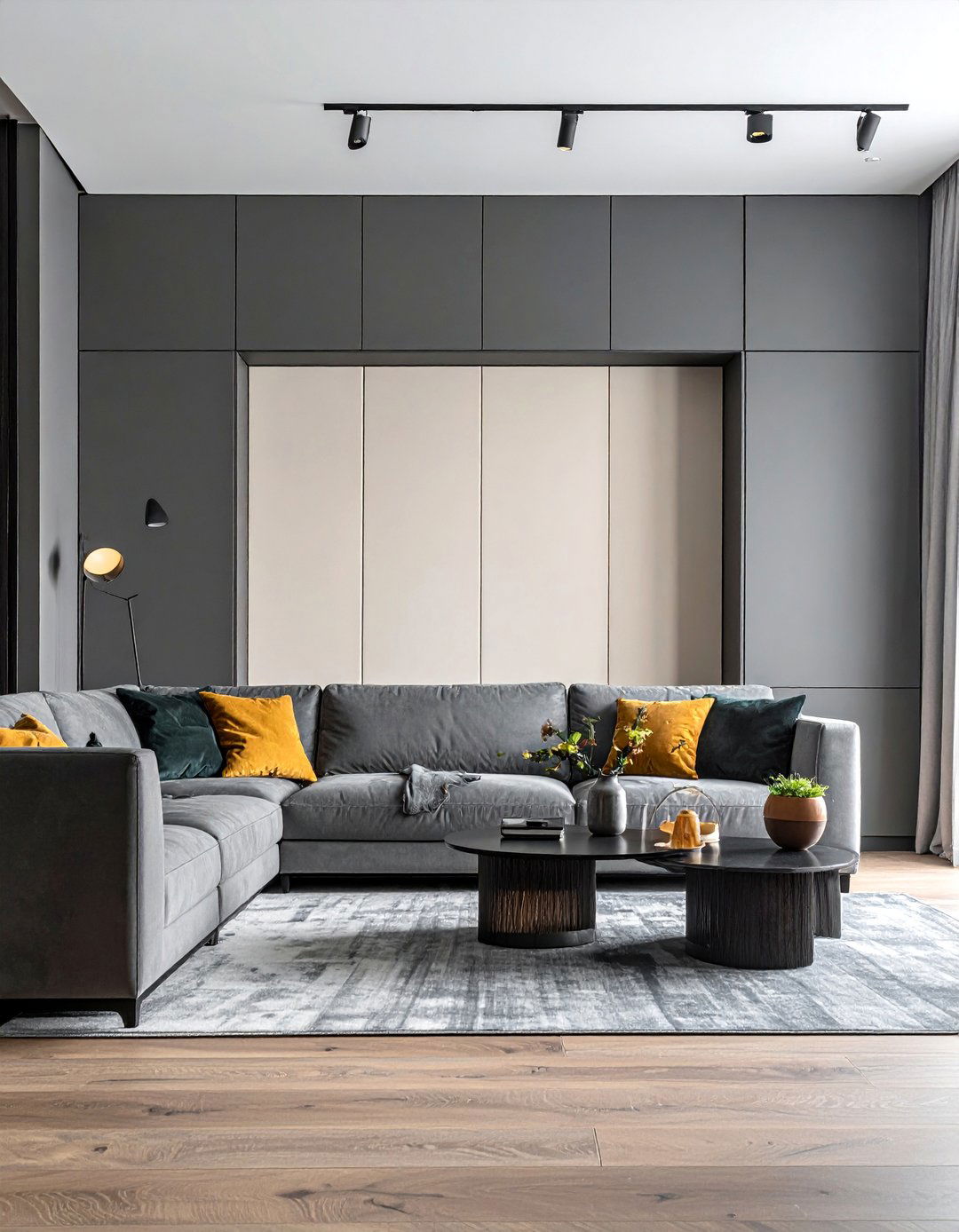 Two Tone Grey and Cream Cabinetry - 30 Grey and Cream Living Room Ideas for Elegance