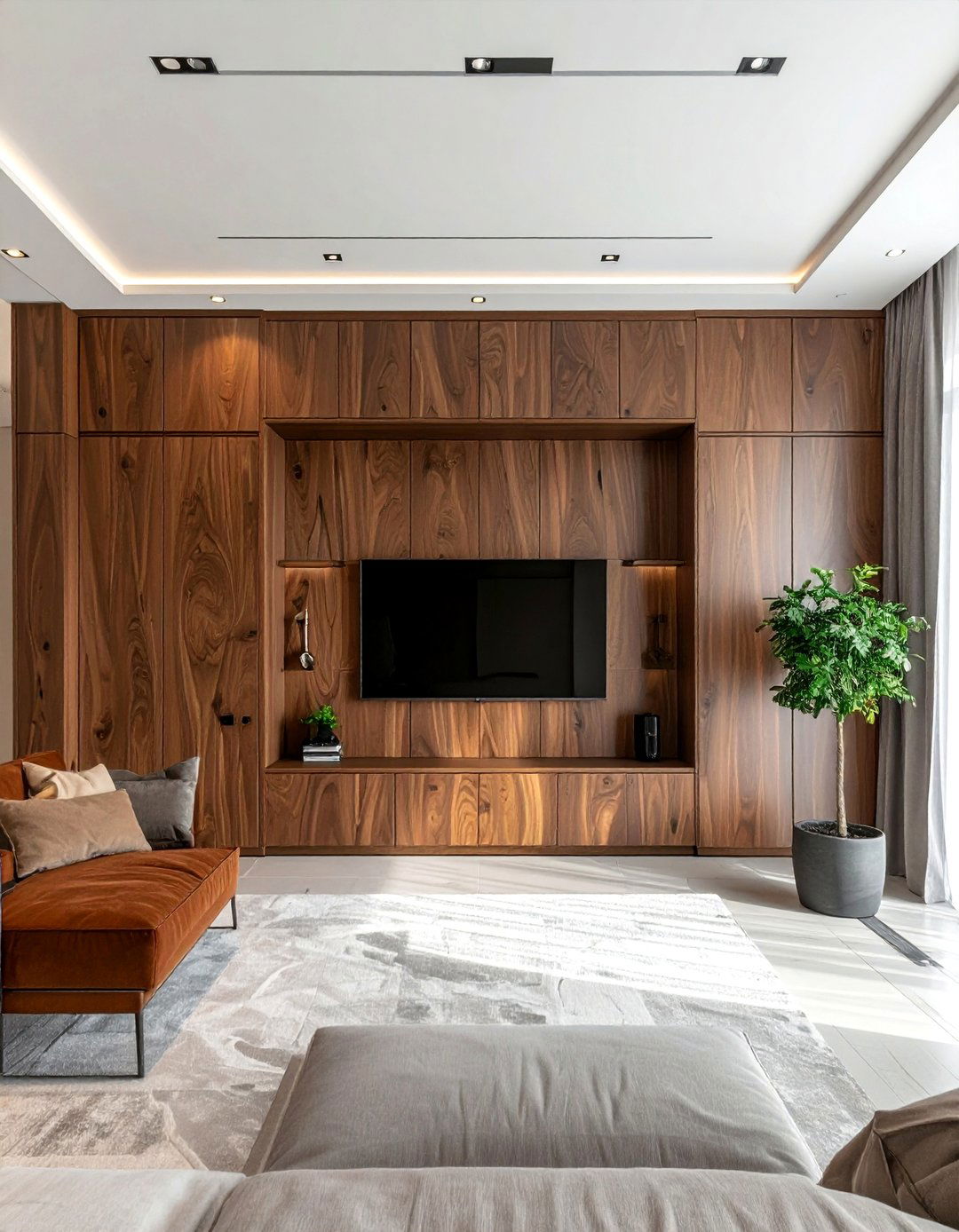 Two Tone Media Wall Design - 35 Stunning Media Wall Ideas to Transform Your Living Space