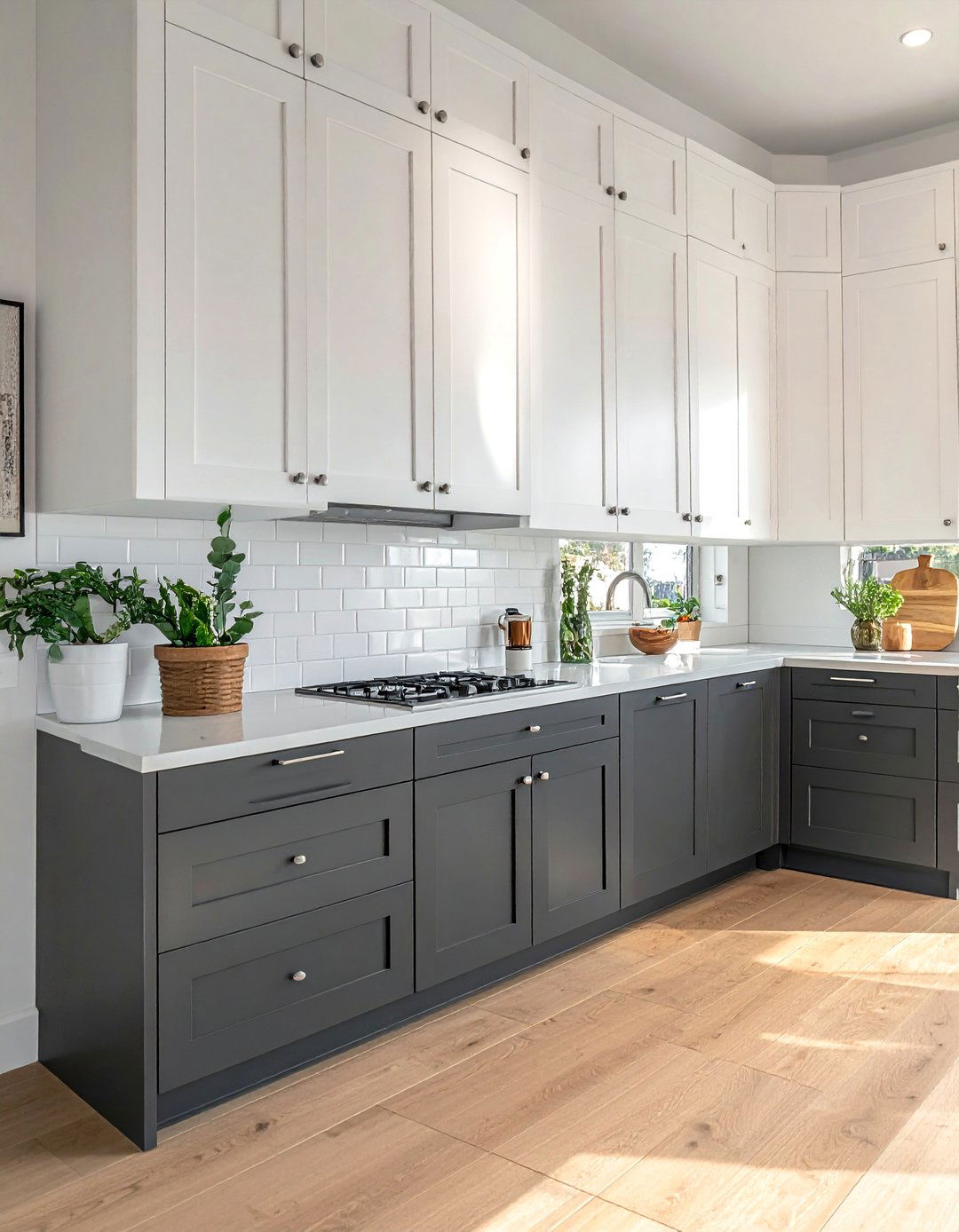 Two Tone Painted Kitchen Cabinets with White Uppers - 40 Painted Kitchen Cabinet Ideas to Refresh Your Space