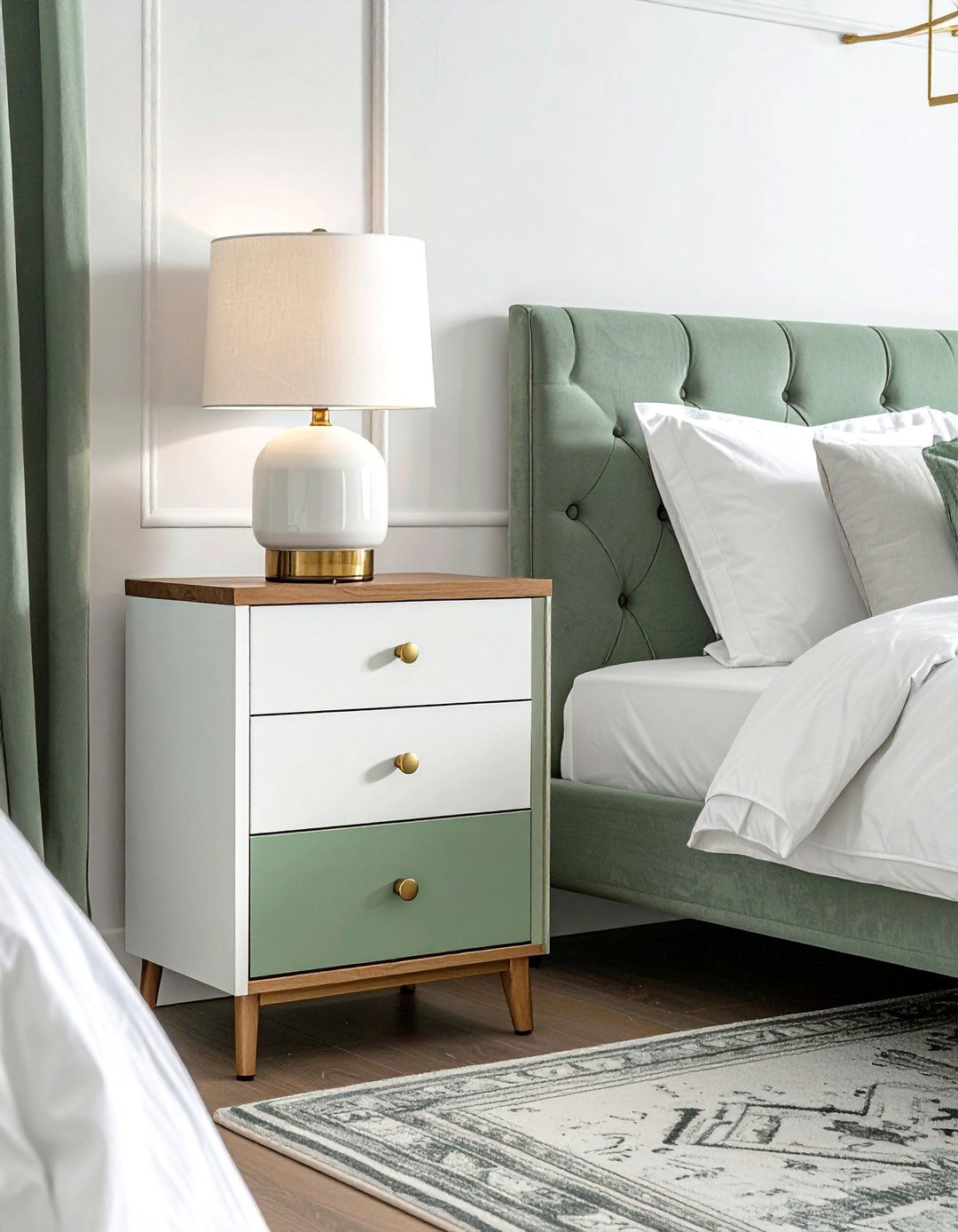 Two Tone Painted Nightstand Design - 20 Painted Bedroom Furniture Ideas to Refresh Your Space