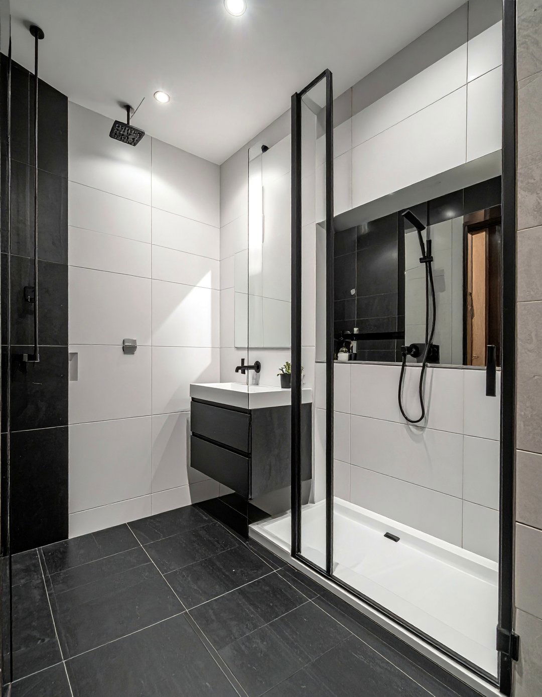 Two Tone Walk in Shower Tile Design - 30 Walk-in Shower Tile Ideas for a Luxurious Bathroom