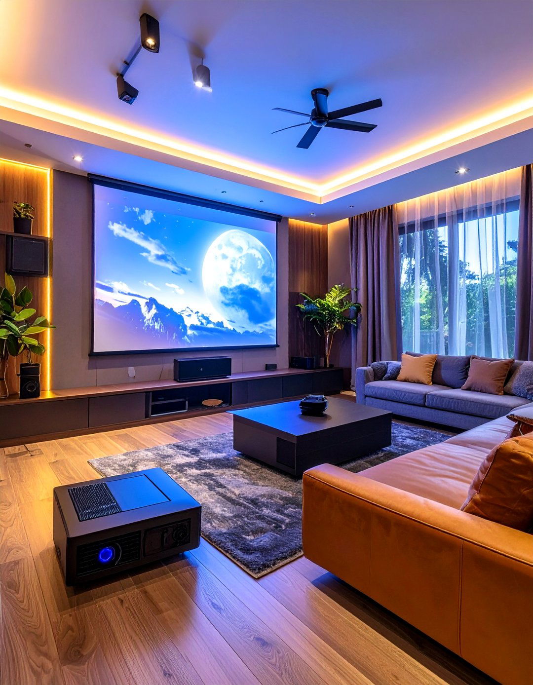 Ultra Short Throw Projector Setup - 20 Modern Home Theater Ideas for an Immersive Experience