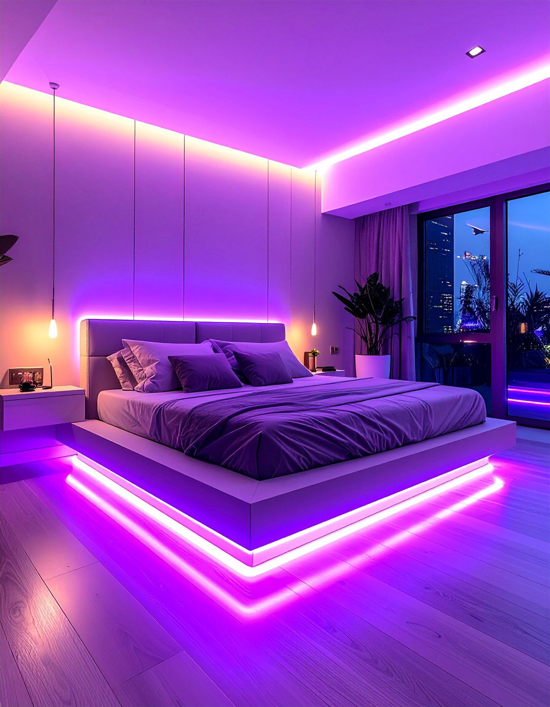 Under Bed Neon Lighting Strip - 30 Neon Bedroom Ideas to Brighten Your Space