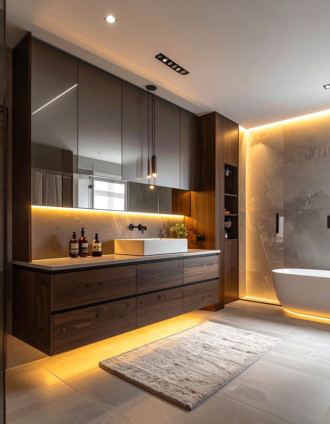 Under Cabinet LED Lighting - 40 Bathroom Design Ideas for a Modern Home