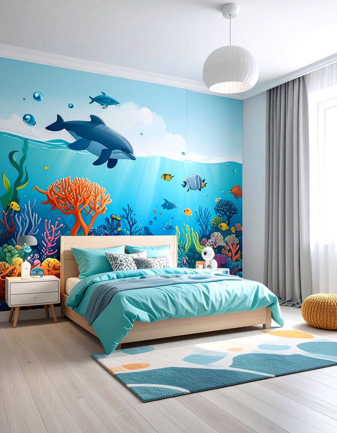 Underwater Ocean Adventure Scene - 30 Kids Room Accent Wall Ideas for a Fun and Creative Space