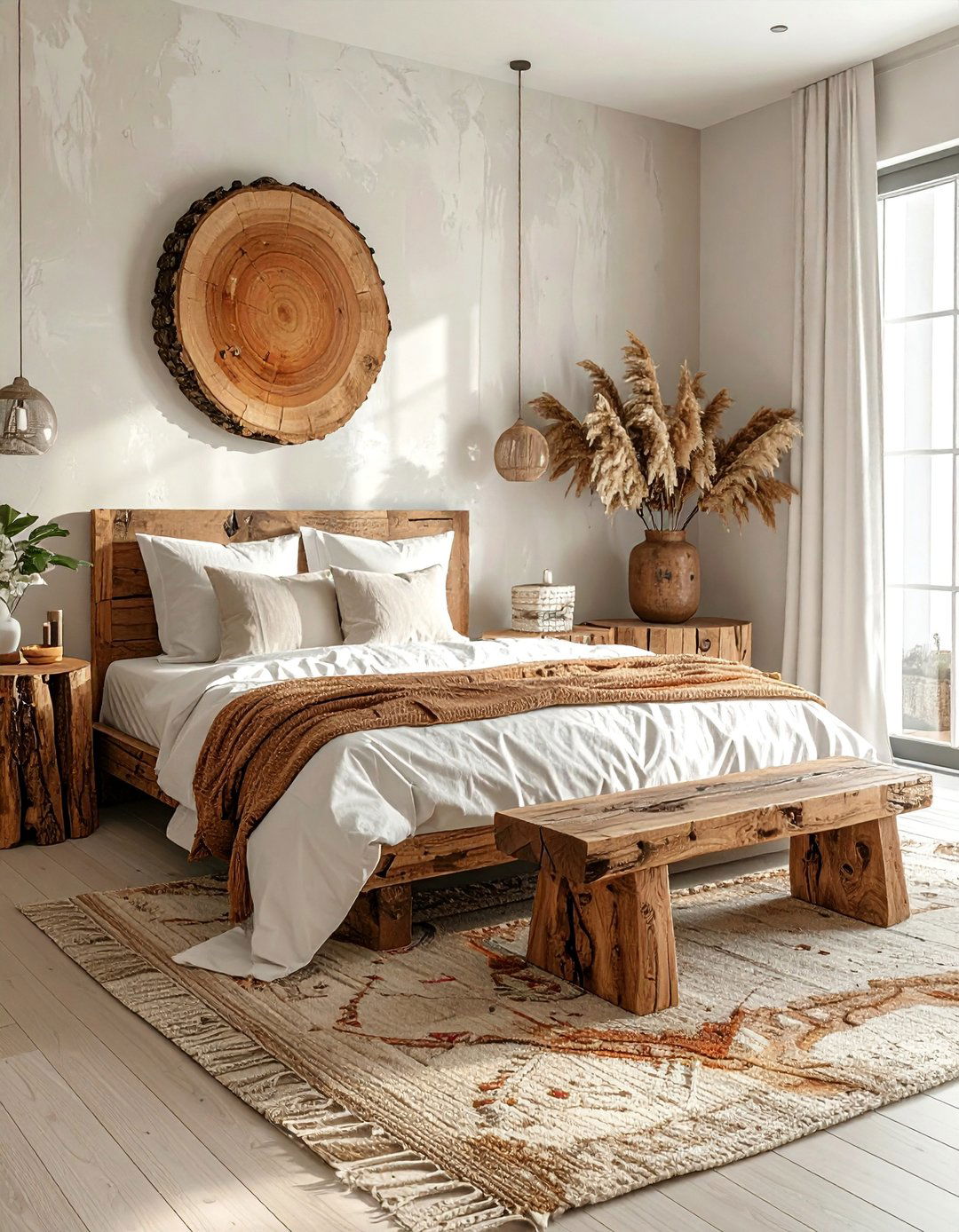 Unfinished Wood Accents in a Boho Bedroom - 40 Boho Bedroom Ideas for a Cozy and Eclectic Retreat