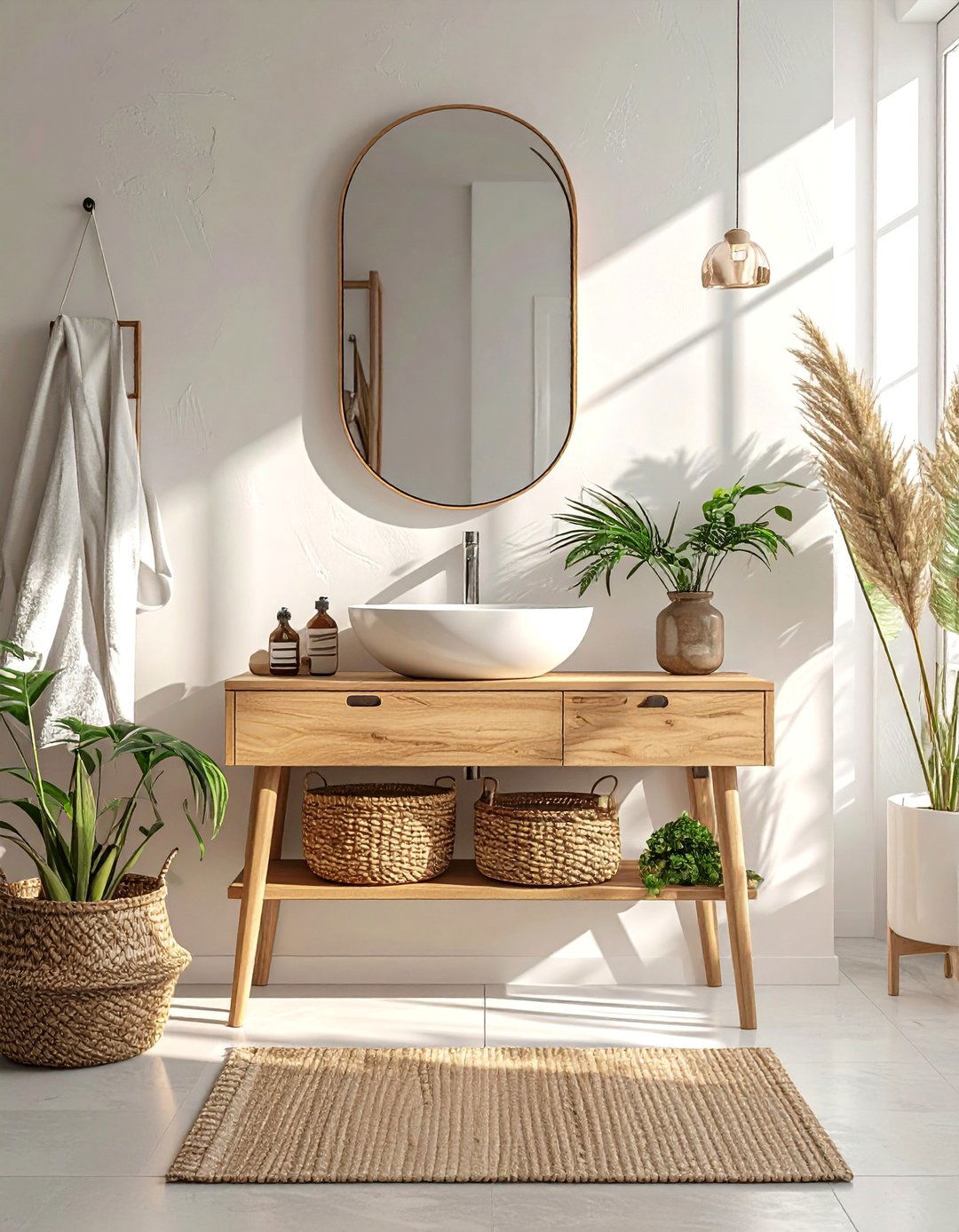 Unfitted Furniture Style Bathroom Vanity Console - 40 Bathroom Vanity Ideas to Elevate Your Space