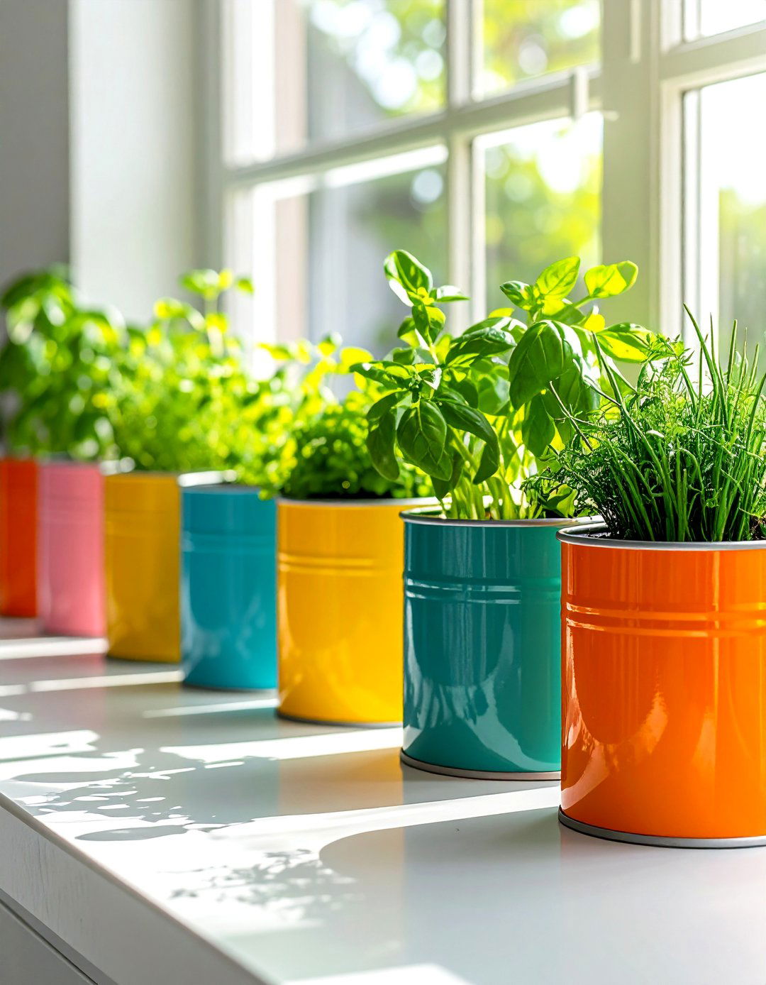 Upcycled Tin Can Herb Container Garden - 40 Container Garden Ideas for Small Spaces