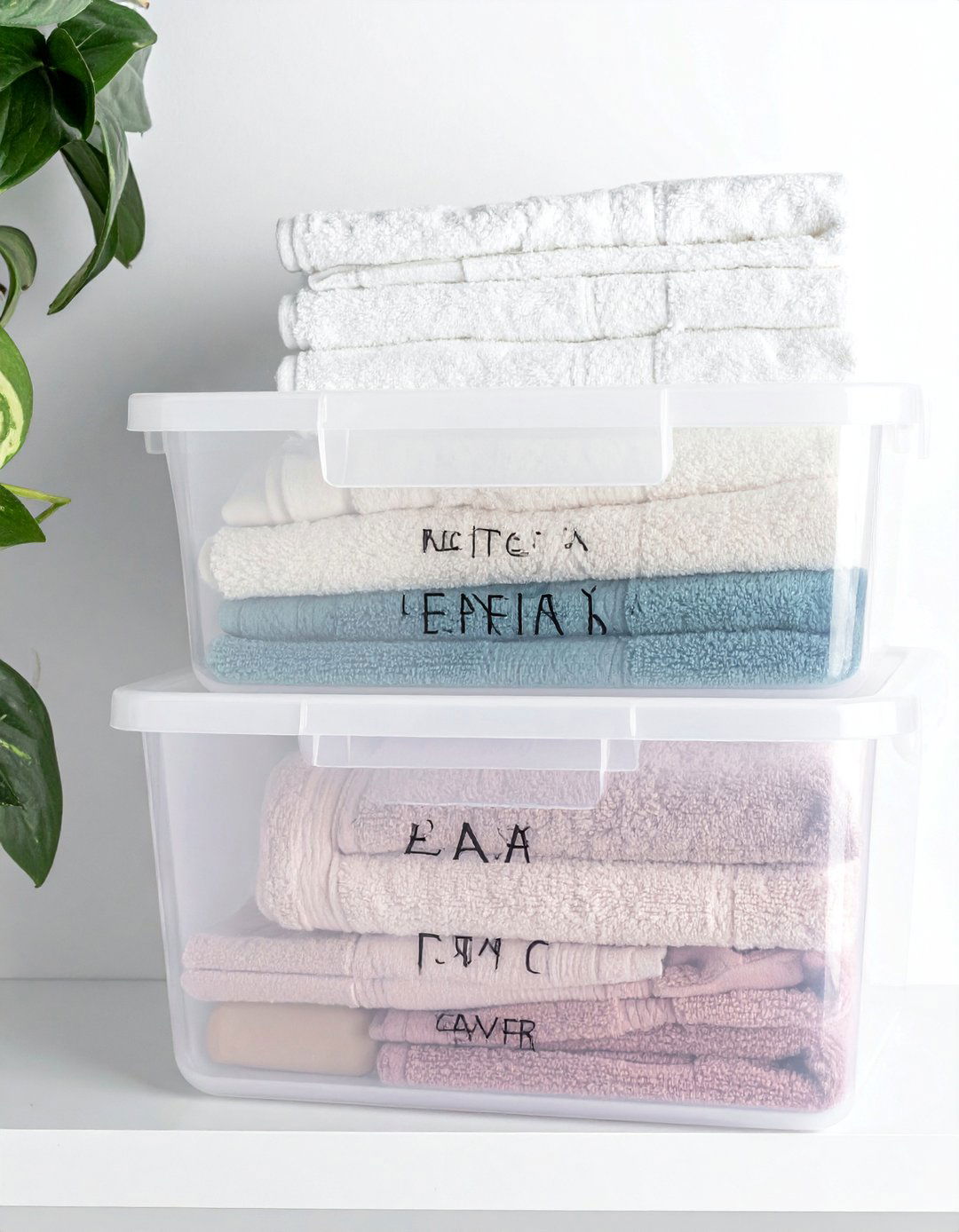 Use Clear Bins for Visible Linen Closet Organization - 30 Linen Closet Organization Ideas for a Tidy Home