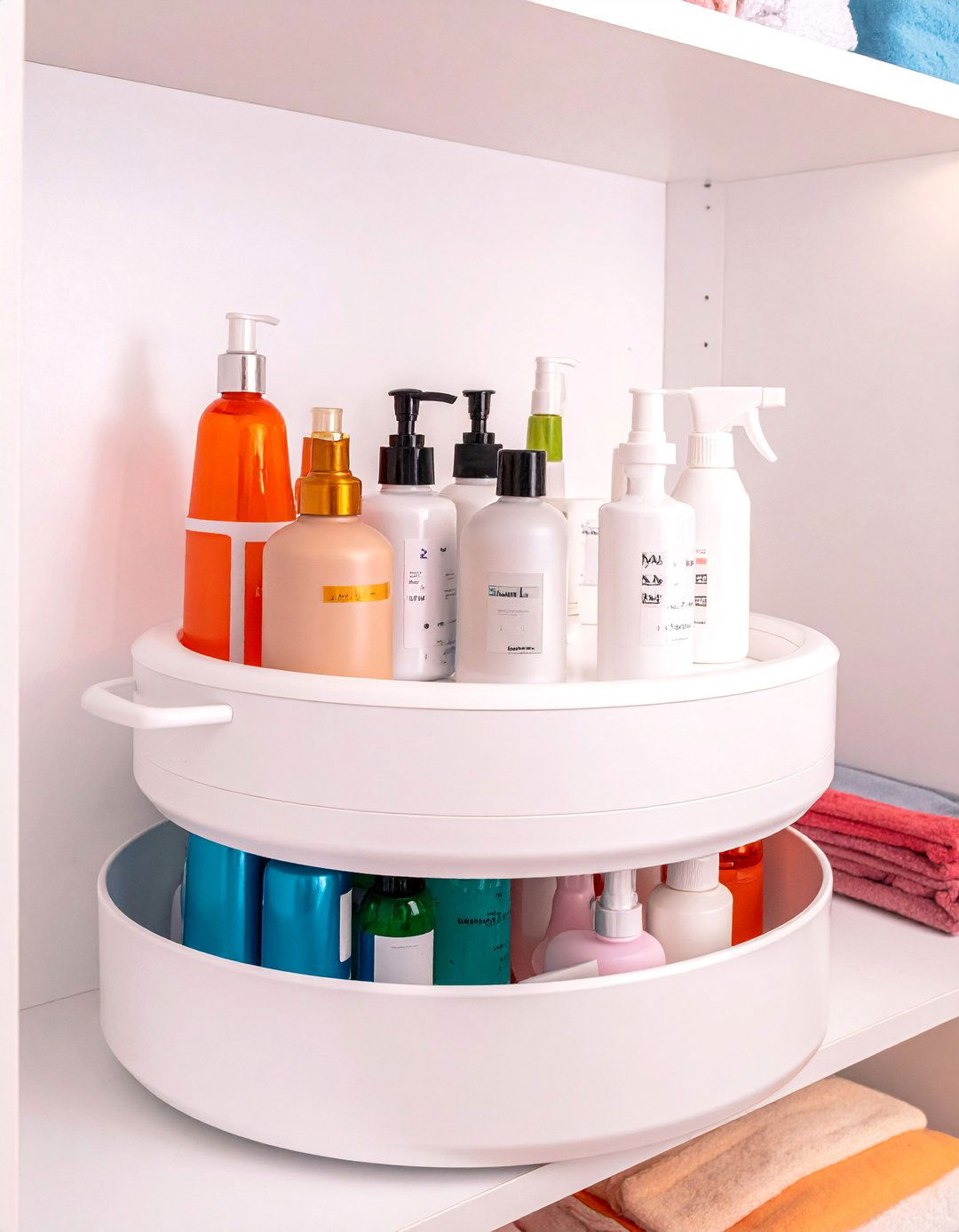Use a Lazy Susan for Toiletries - 30 Linen Closet Organization Ideas for a Tidy Home
