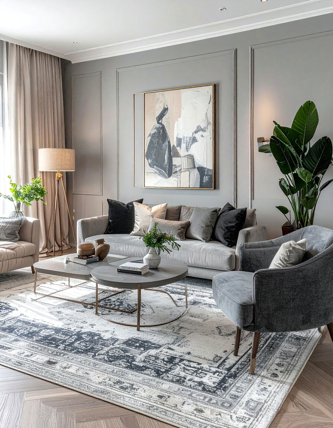 Using Multiple Shades of Grey - 30 Grey and Cream Living Room Ideas for Elegance