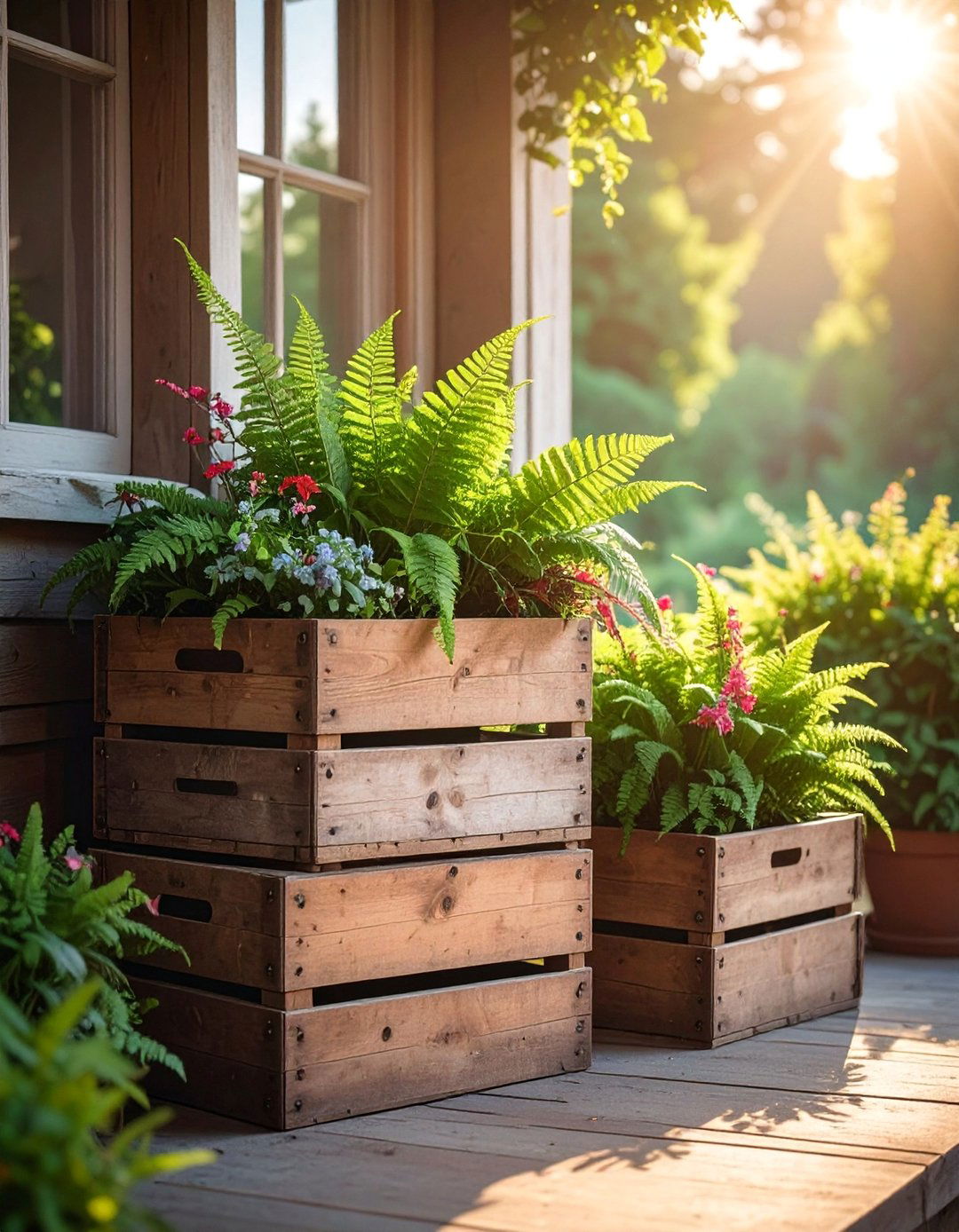 Using Wooden Crates on a Rustic Front Porch for Display - 25 Rustic Front Porch Ideas for a Welcoming Entryway