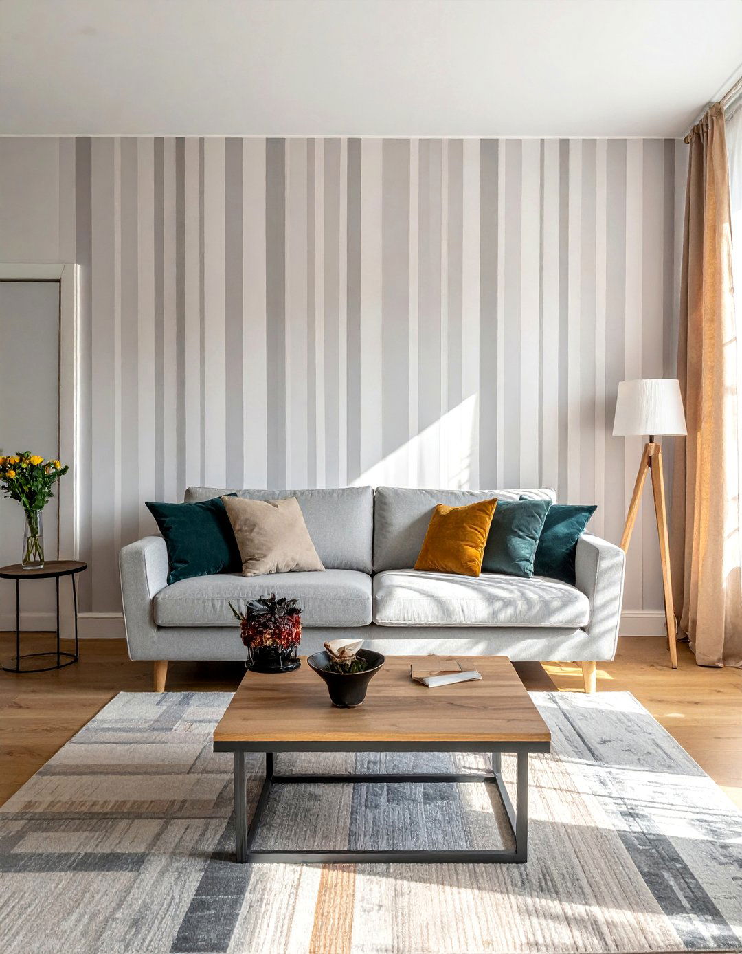 Vertical Striped Decor for Small Terraced House Living Rooms - 30 Small Terraced House Living Room Ideas for Cozy Spaces