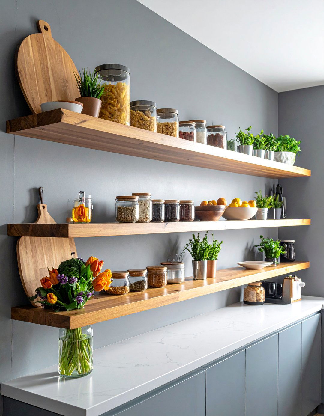 Vertical Wall Shelving - 40 Kitchen Organization Ideas to Maximize Your Space