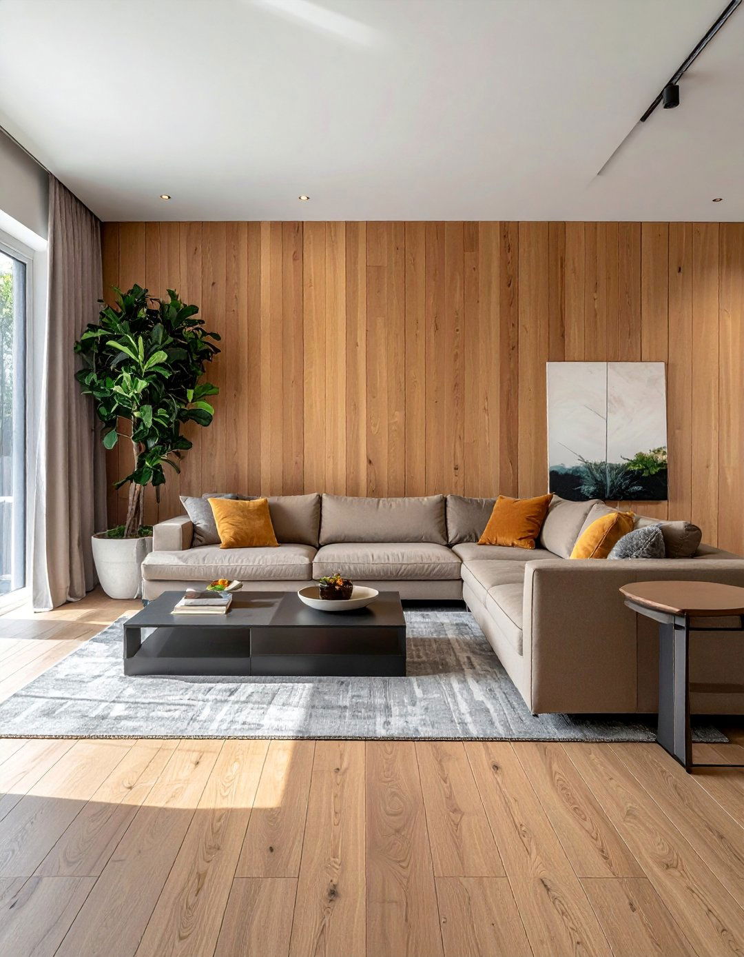 Vertical Wood Slat Panels - 30 Living Room Accent Wall Ideas to Add Personality