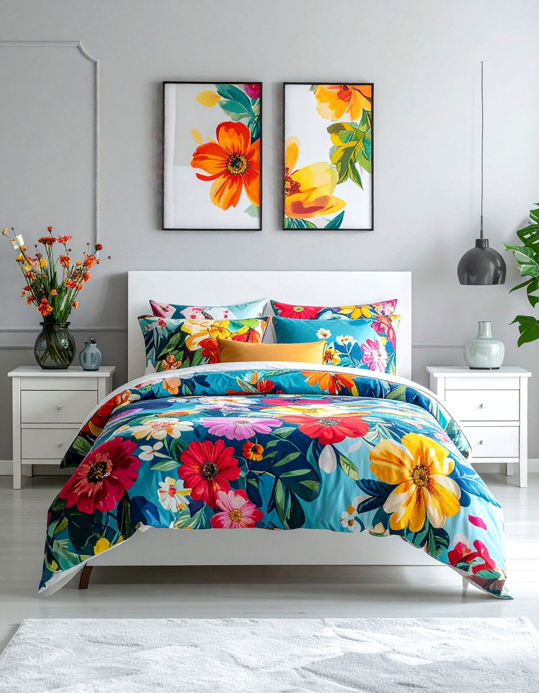 Vibrant Bedding as the Main Color Source - 30 Colorful Bedroom Ideas for a Vibrant Space