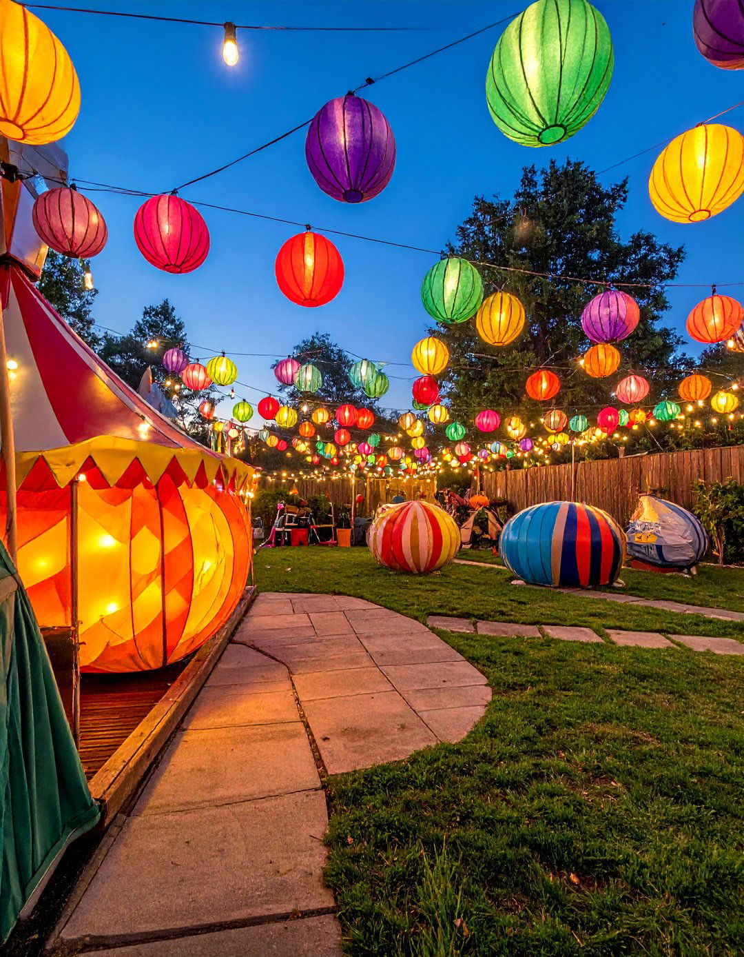 Vintage Carnival Atmosphere - 40 Patio String Light Ideas to Illuminate Your Nights