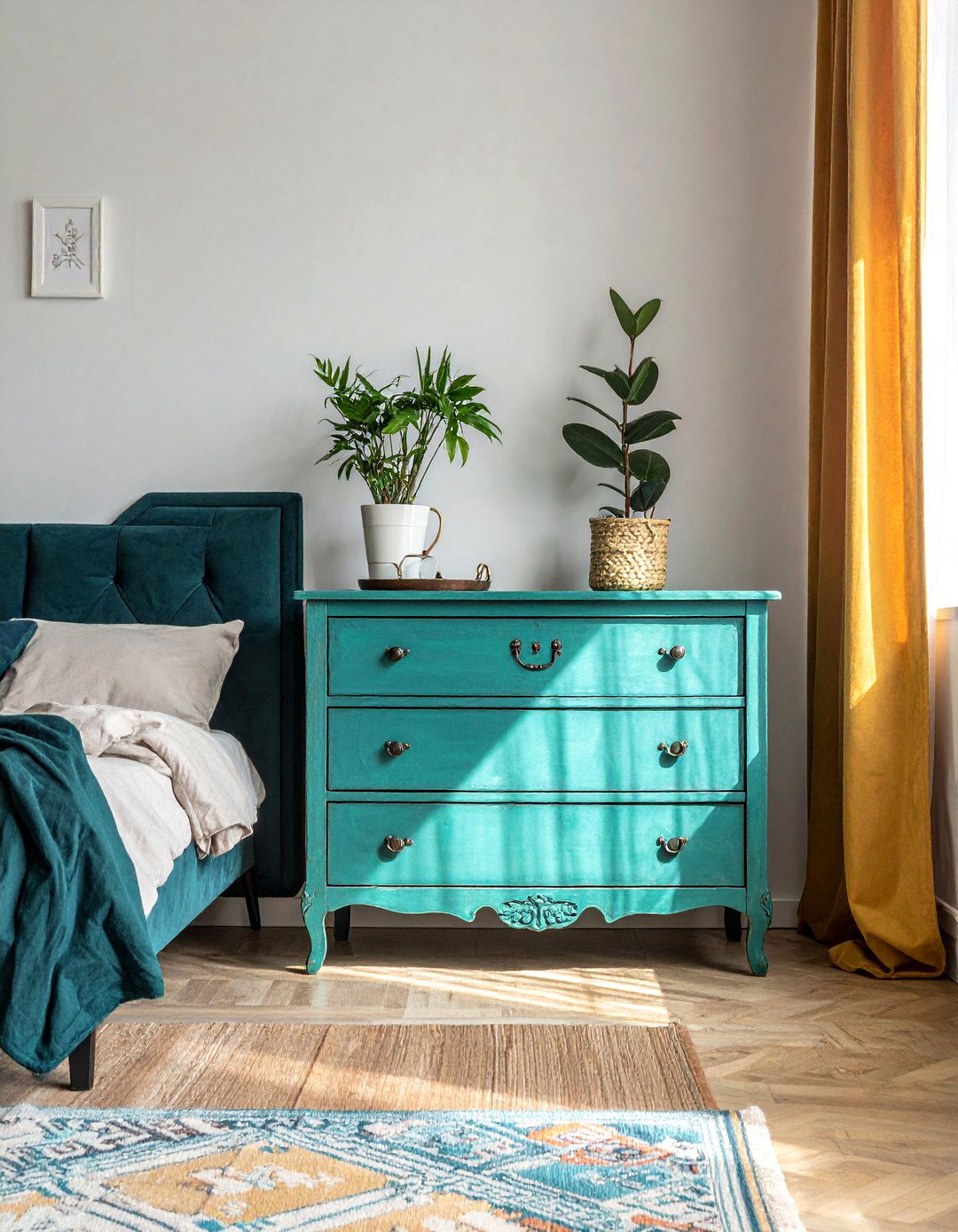 Vintage Dresser in a Boho Bedroom - 40 Boho Bedroom Ideas for a Cozy and Eclectic Retreat