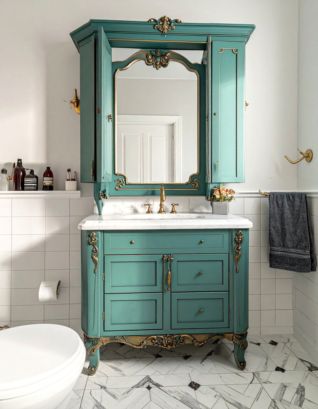 Vintage Medicine Cabinet - 25 Over Toilet Storage Ideas to Maximize Bathroom Space