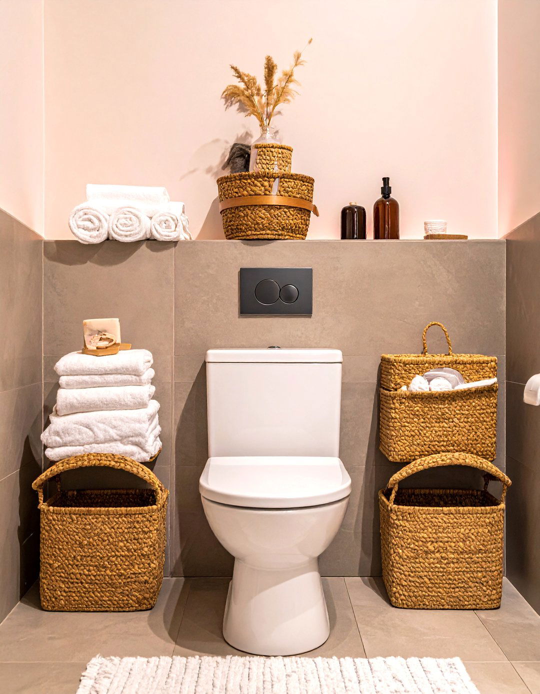 Wall Mounted Basket System - 25 Over Toilet Storage Ideas to Maximize Bathroom Space