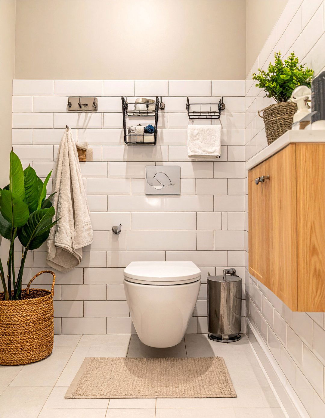 Wall Mounted Hooks System - 25 Over Toilet Storage Ideas to Maximize Bathroom Space