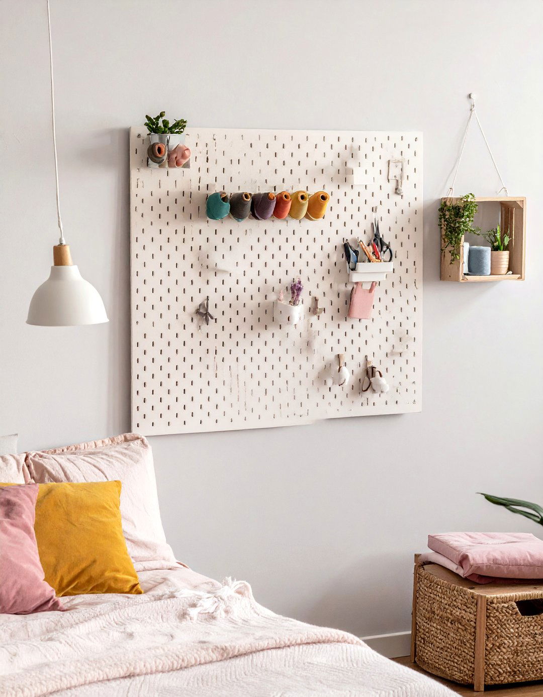 Wall Mounted Pegboard Organizer - 40 Teenage Girl Bedroom Ideas for a Stylish and Personal Space