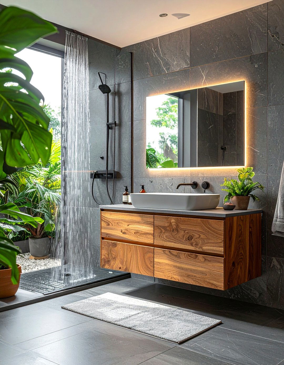 Wall Mounted Teak Bathroom Vanity for Wet Rooms - 40 Bathroom Vanity Ideas to Elevate Your Space