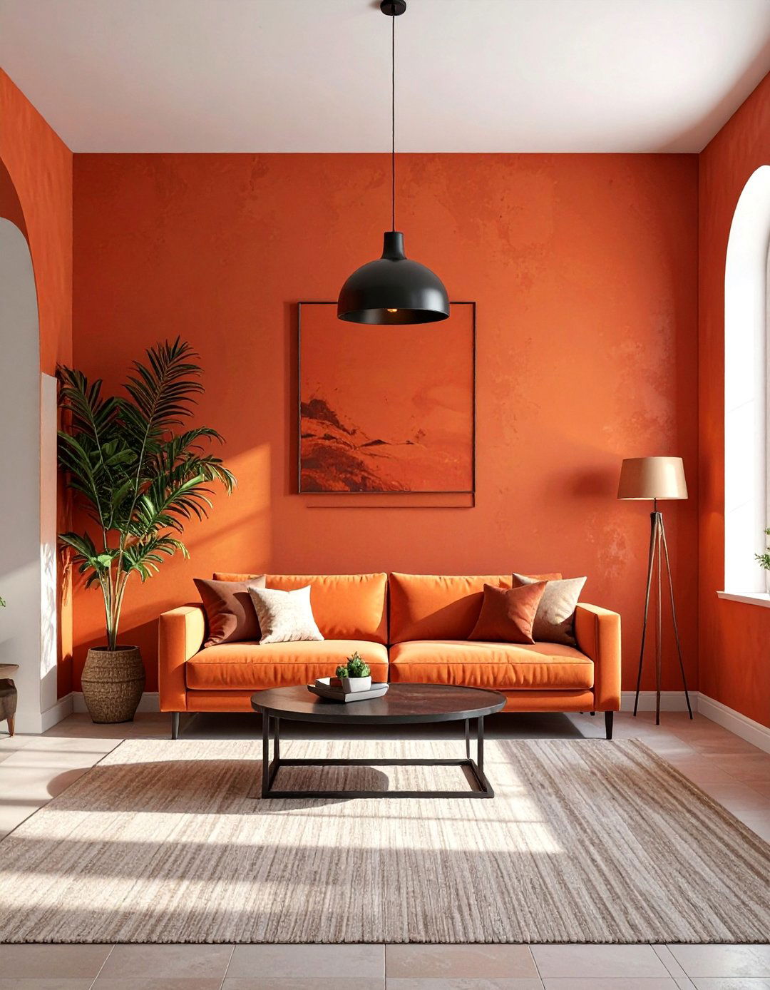 Warm Terracotta Earth Tones - 30 Living Room Accent Wall Ideas to Add Personality