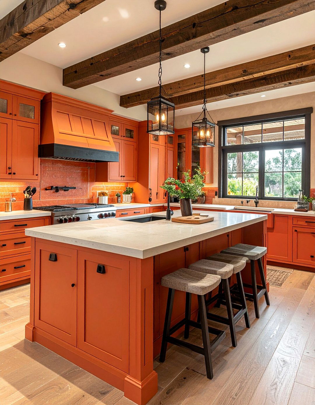 Warm Terracotta Painted Kitchen Cabinets - 40 Painted Kitchen Cabinet Ideas to Refresh Your Space