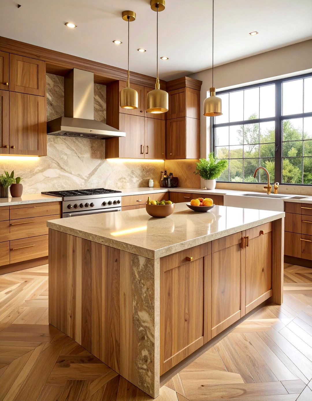 Warm Toned Beige Quartz Kitchen Countertop - 20 Quartz Kitchen Countertops Ideas for Modern Homes