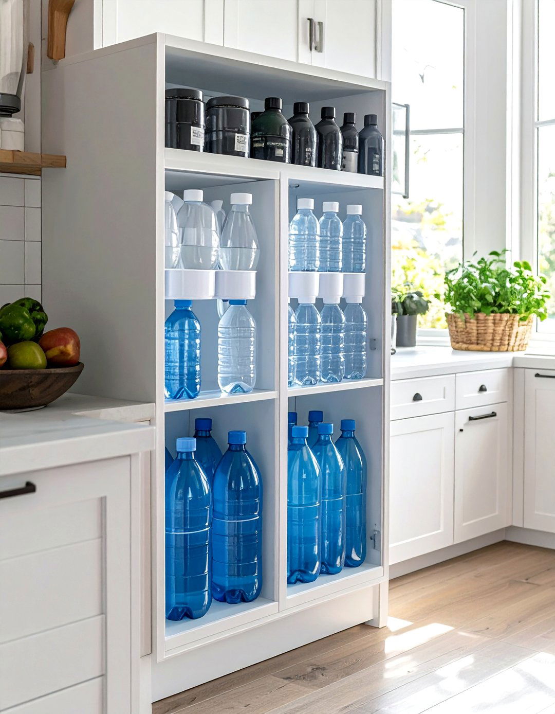 Water Bottle Storage - 40 Kitchen Organization Ideas to Maximize Your Space