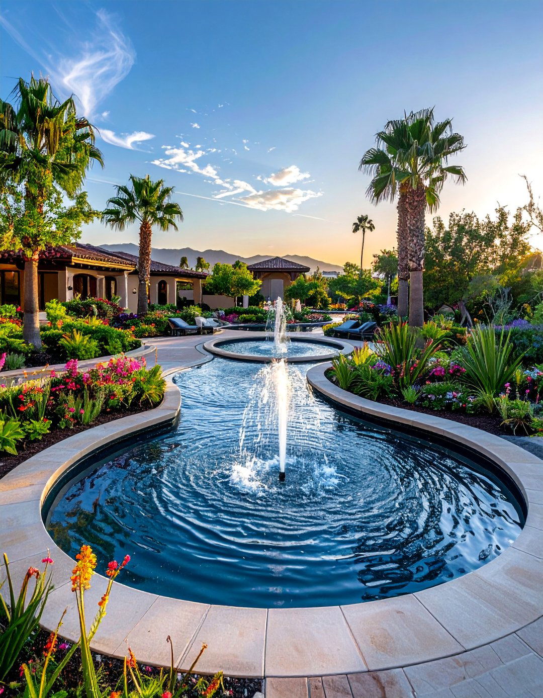 Water Feature Garden Oasis - 30 Circular Driveway Landscaping Ideas for Your Home