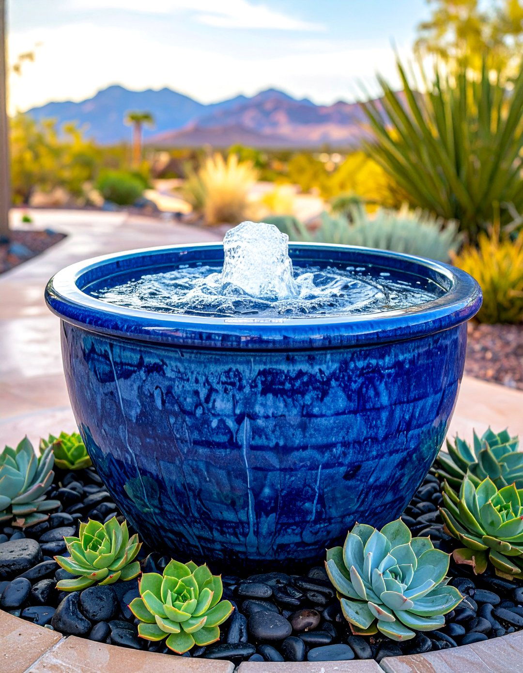 Water Feature with a Recirculating System - 30 Las Vegas Backyard Landscaping Ideas for Desert Living