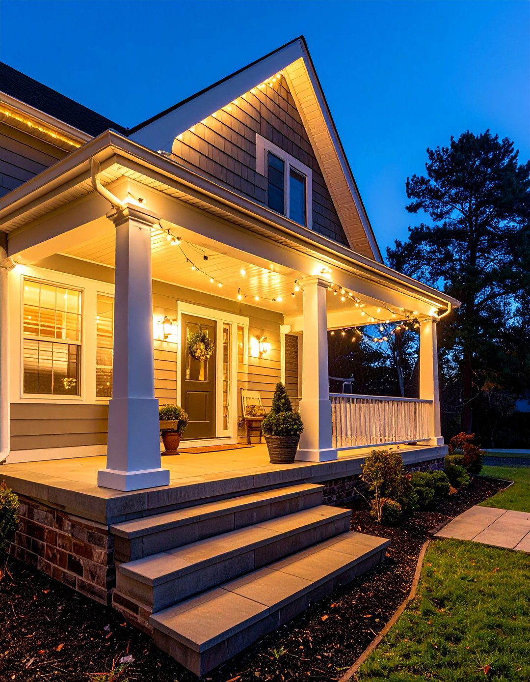 Weather Resistant Permanent Installation - 20 Front Porch String Lights Ideas for a Cozy Ambiance