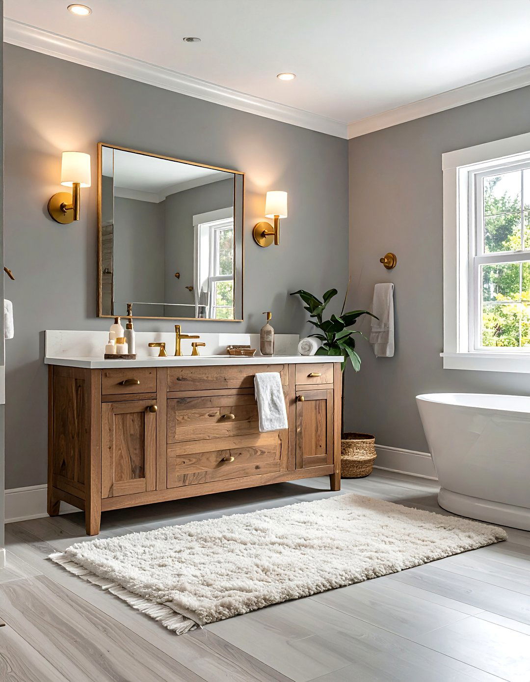 Welcoming Warm Gray Bathroom - 40 Bathroom Paint Ideas for a Fresh New Look
