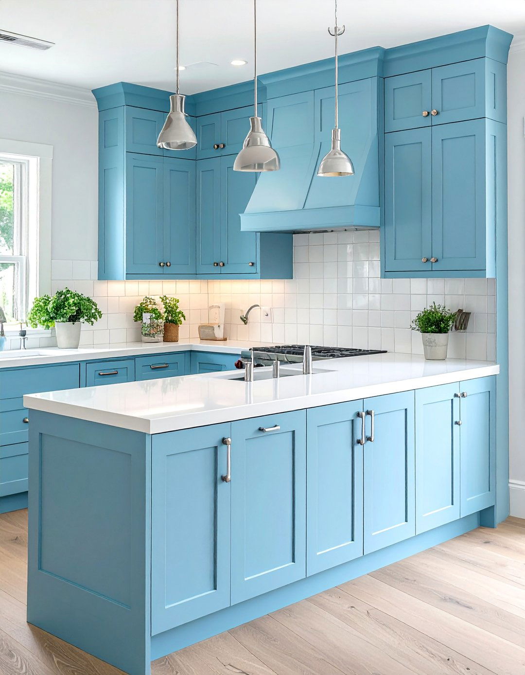 Whimsical Periwinkle Blue Painted Kitchen Cabinets - 40 Painted Kitchen Cabinet Ideas to Refresh Your Space