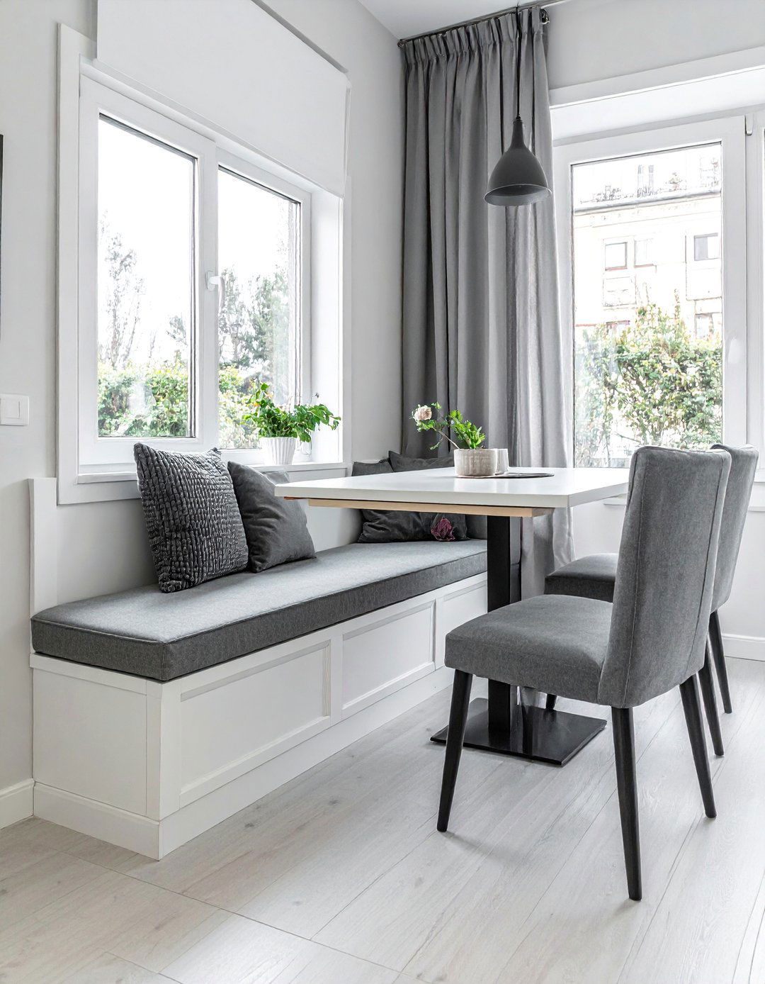 White Dining Room with a Built in Bench - 30 Elegant White Dining Room Ideas for a Timeless Look
