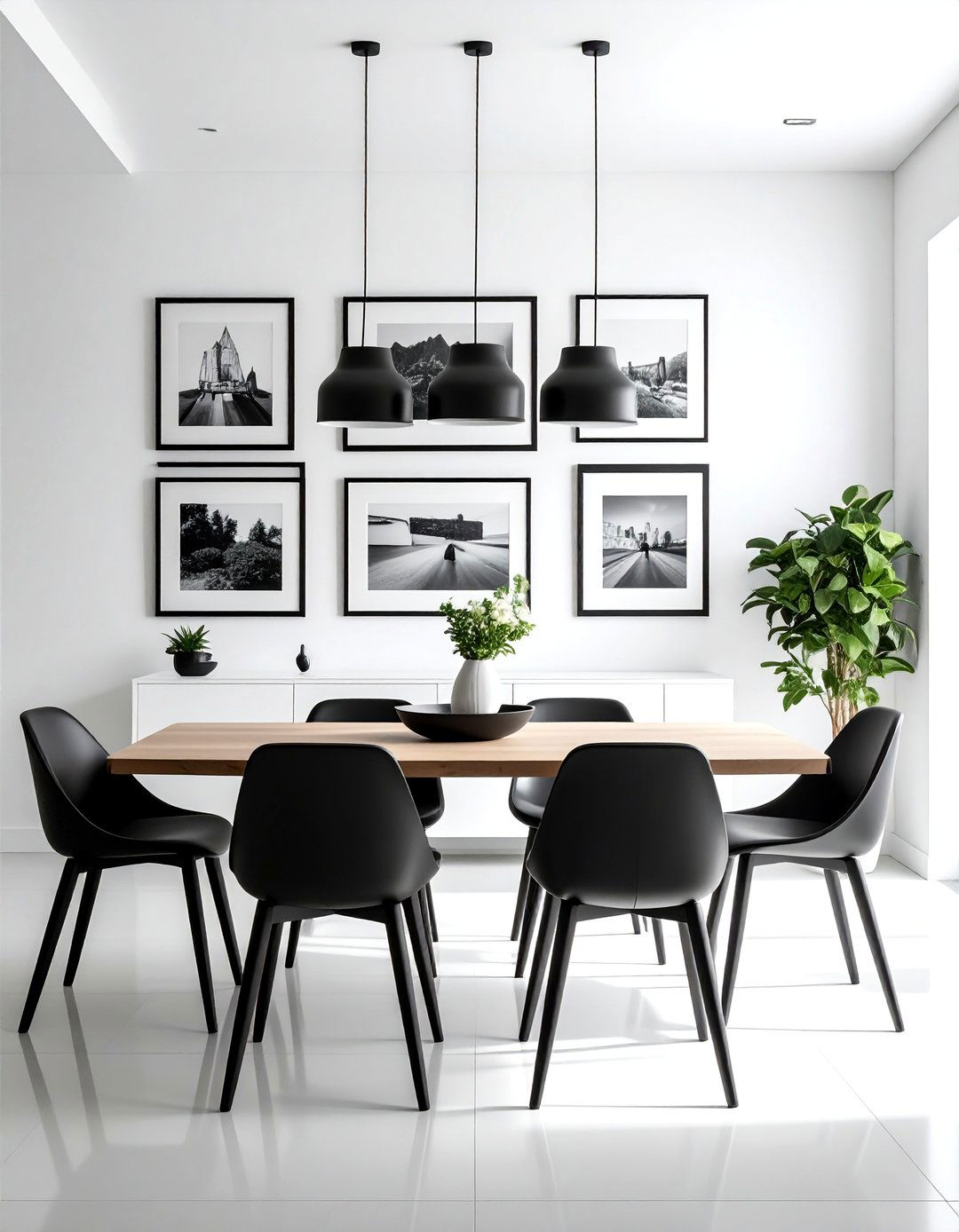 White Dining Room with a Gallery Wall - 30 Elegant White Dining Room Ideas for a Timeless Look