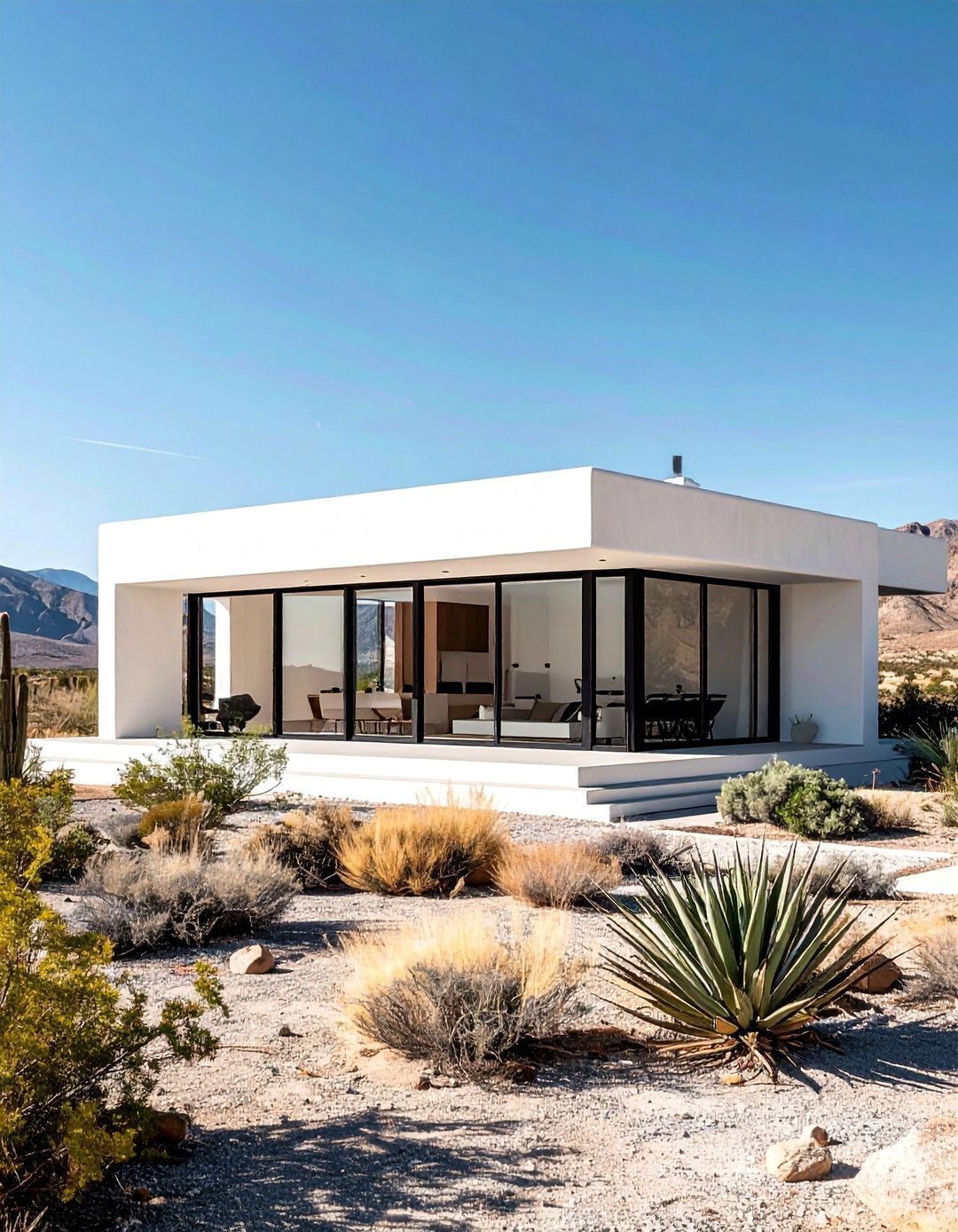 White Stucco House With Black Windows - 30 Houses With Black Windows for Bold Style